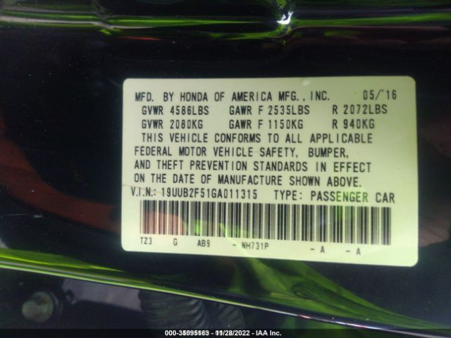 19UUB2F51GA011315 Acura Tlx V6 Tech