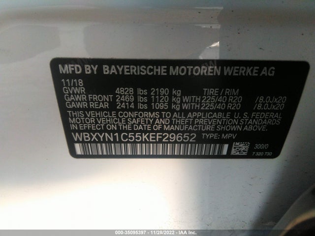 2019 BMW X2, VIN: WBXYN1C55KEF29652