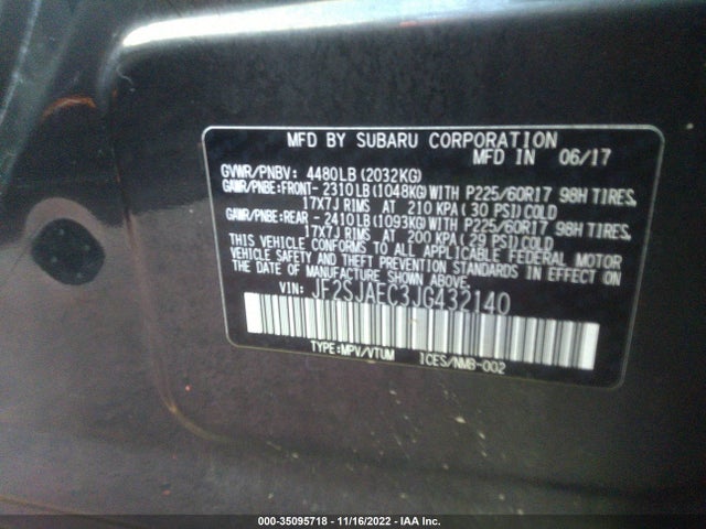 2018 Subaru Forester, VIN: JF2SJAEC3JG432140