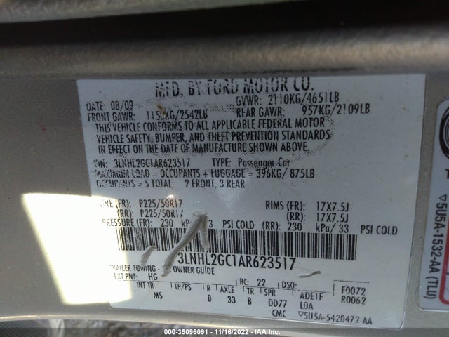 Lincoln MKZ 2010 3LNHL2GC1AR623517 Image 9