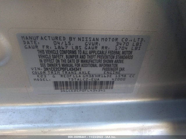 Nissan Versa Note S Plus 2015 3N1CE2CP0FL434341 Image 11