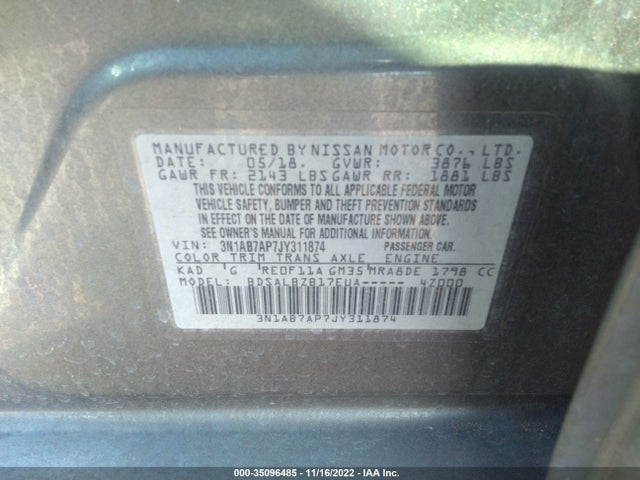 Nissan SENTRA S 2018 3N1AB7AP7JY311874 Image 9