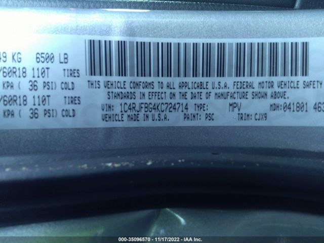 1C4RJFBG4KC724714 Jeep Grand Cherokee Limited