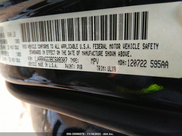 2011 JEEP GRAND CHEROKEE LAREDO VIN: 1J4RR4GG3BC608307