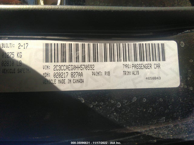 2017 CHRYSLER 300 300C VIN: 2C3CCAEG0HH570592