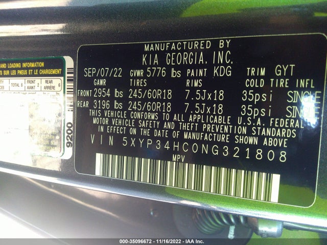2022 Kia Telluride, VIN: 5XYP34HC0NG321808