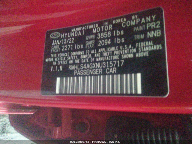 2022 Hyundai Elantra, VIN: KMHLS4AGXNU315717