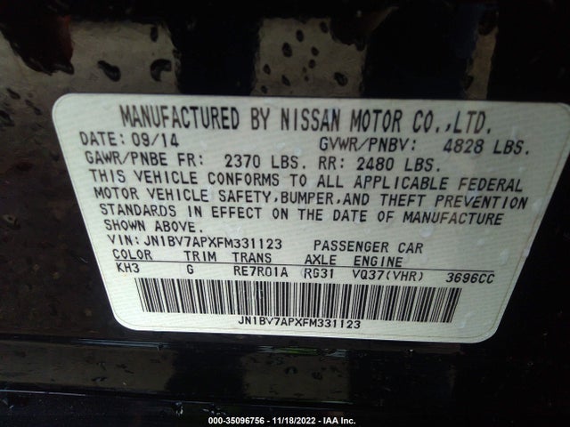 2015 Infiniti Q50, VIN: JN1BV7APXFM331123