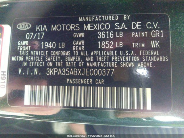 3KPA35ABXJE000377 KIA Rio 5-door Ex