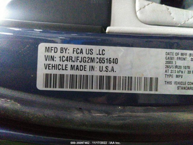 1C4RJFJG2MC651640 Jeep Grand Cherokee Summit