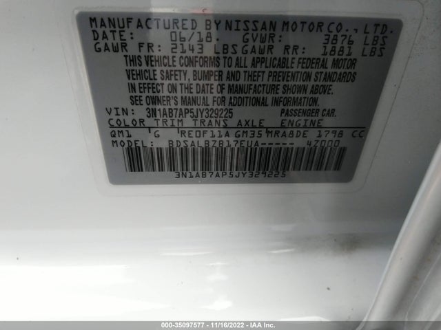 2018 Nissan Sentra, VIN: 3N1AB7AP5JY329225