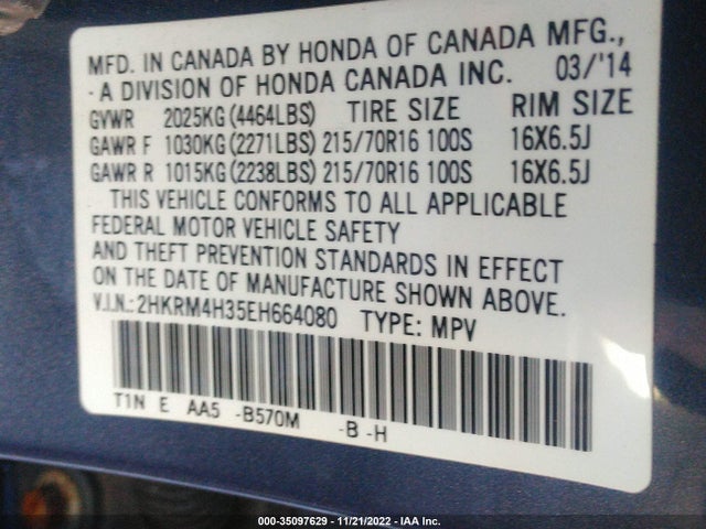 Honda CR-V LX 2014 2HKRM4H35EH664080 Image 9