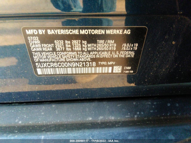 BMW X5 Xdrive40i 2022 аукцион фото