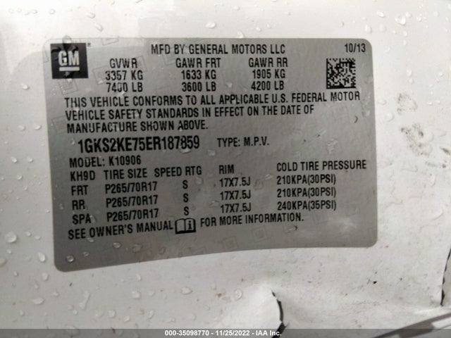 GMC Yukon Xl Slt 2014 1GKS2KE75ER187859 Image 9