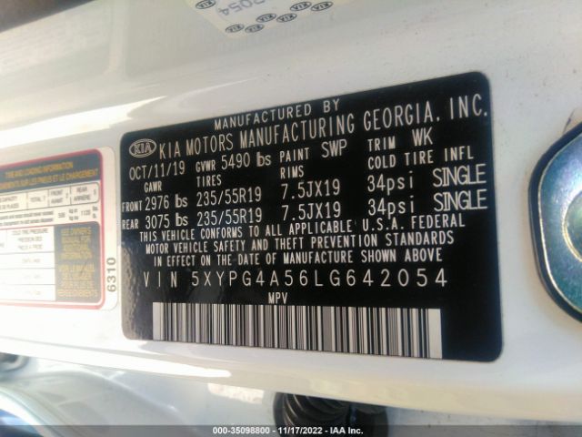 5XYPG4A56LG642054 KIA Sorento S V6