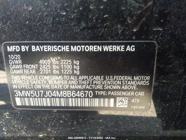 BMW 3 Series M340i 2021 аукцион фото