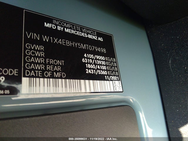 W1X4EBHY5MT079498 Mercedes-Benz SPRINTER CARGO VAN