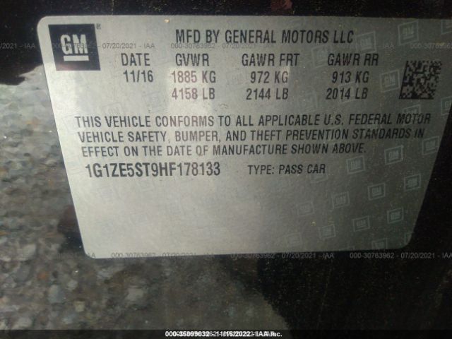 1G1ZE5ST9HF178133 Chevrolet MALIBU 1LT