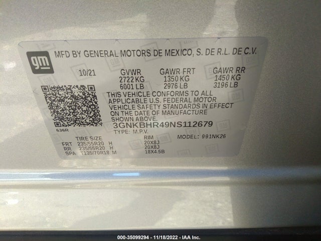 Chevrolet Blazer 2022 3GNKBHR49NS112679 Image 10