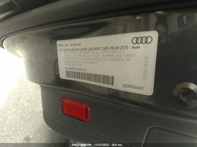 2018 Audi A5, VIN: WAUBNCF57JA055763