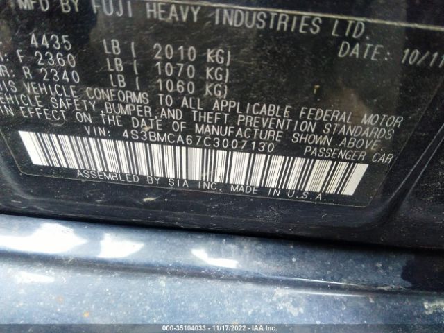 4S3BMCA67C3007130 Subaru Legacy 2.5i