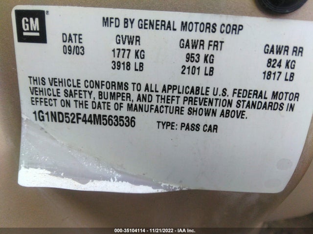 2004 CHEVROLET CLASSIC VIN: 1G1ND52F44M563536