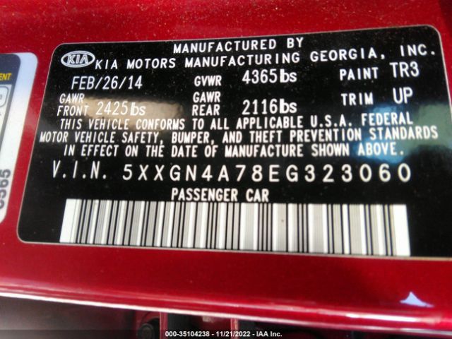 5XXGN4A78EG323060 KIA OPTIMA EX