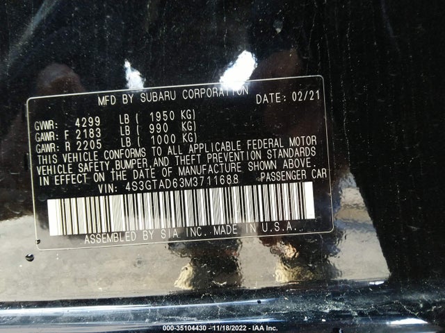 Subaru Impreza Premium 2021 4S3GTAD63M3711688 Image 9
