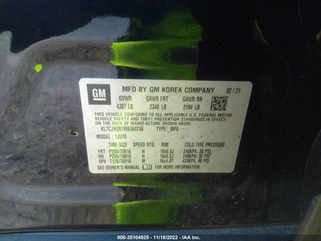 Chevrolet TRAX LS 2021 KL7CJNSB7MB360248 Image 9