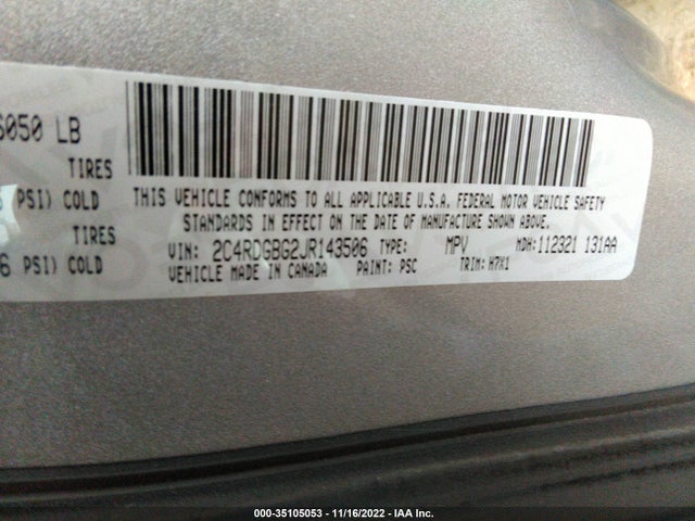 2018 Dodge Grand Caravan, VIN: 2C4RDGBG2JR143506