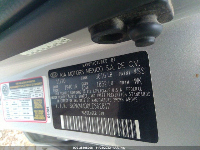 2020 Kia Rio, VIN: 3KPA24AD0LE362817