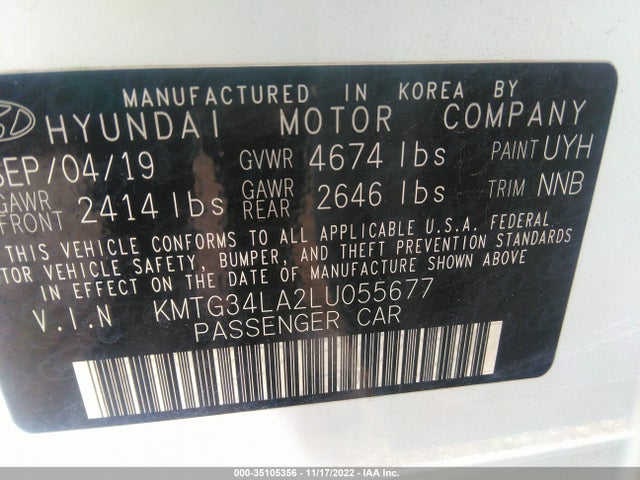 2020 Genesis G70, VIN: KMTG34LA2LU055677
