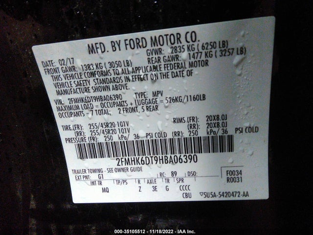 2017 Ford Flex, VIN: 2FMHK6DT9HBA06390