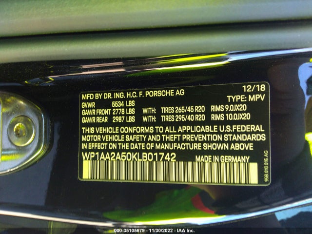 2019 Porsche Macan, VIN: WP1AA2A50KLB01742