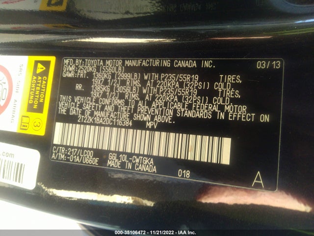 Lexus RX 350 2013 2T2ZK1BA2DC116384 Image 10