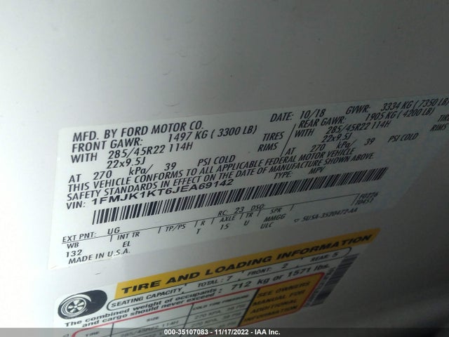 2018 Ford Expedition, VIN: 1FMJK1KT6JEA69142