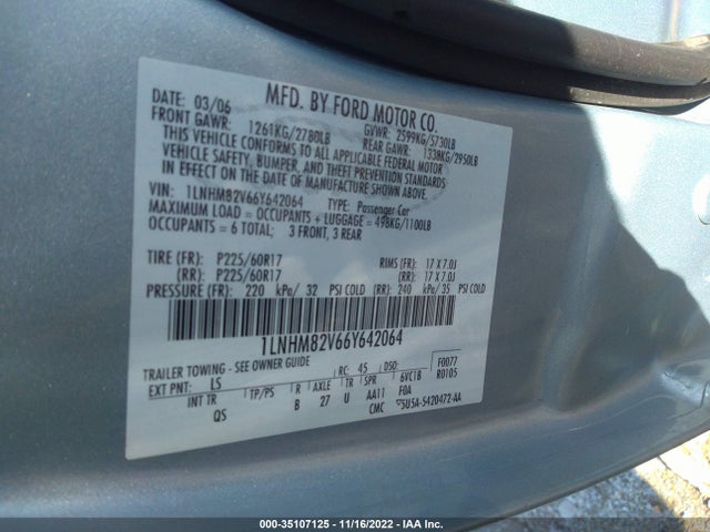 Lincoln Town Car 2006 1LNHM82V66Y642064 Image 9