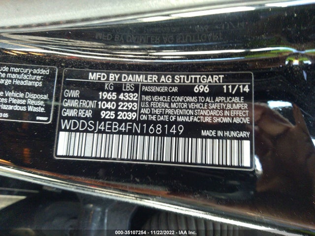 2015 Mercedes-Benz CLA-Class, VIN: WDDSJ4EB4FN168149