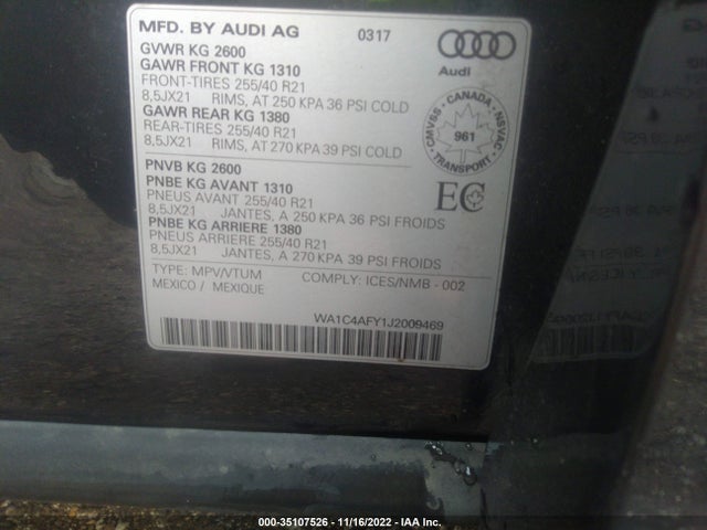 2018 Audi SQ5, VIN: WA1C4AFY1J2009469