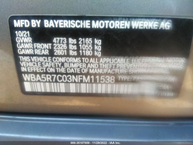 WBA5R7C03NFM11538 BMW 3 Series 330i Xdrive