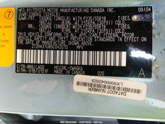 Продажа на аукционе авто 2005 Lexus Rx 330, vin: 2T2HA31U85C042010, номер лота: 35107900