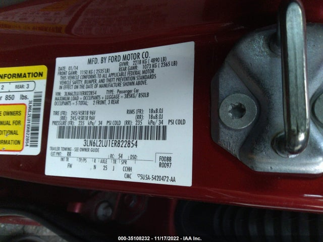 Lincoln MKZ HYBRID 2014 3LN6L2LU1ER822854 Image 9
