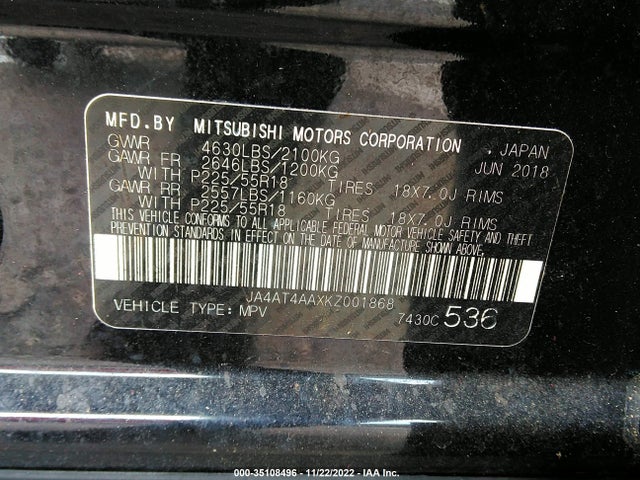 Mitsubishi Eclipse Cross 2019 JA4AT4AAXKZ001868 Image 10