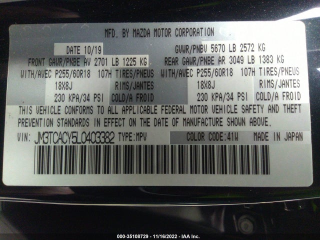 2020 Mazda CX-9, VIN: JM3TCACY5L0403382