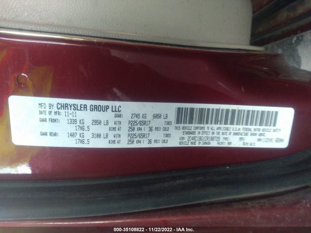 2C4RC1BG1CR188729 Chrysler Town & Country Touring