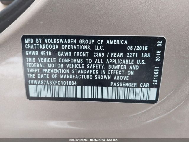 1VWAS7A3XFC101664 Volkswagen Passat 1.8t Limited Edition