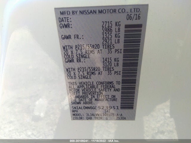 2016 Infiniti QX60, VIN: 5N1AL0MN6GC523951