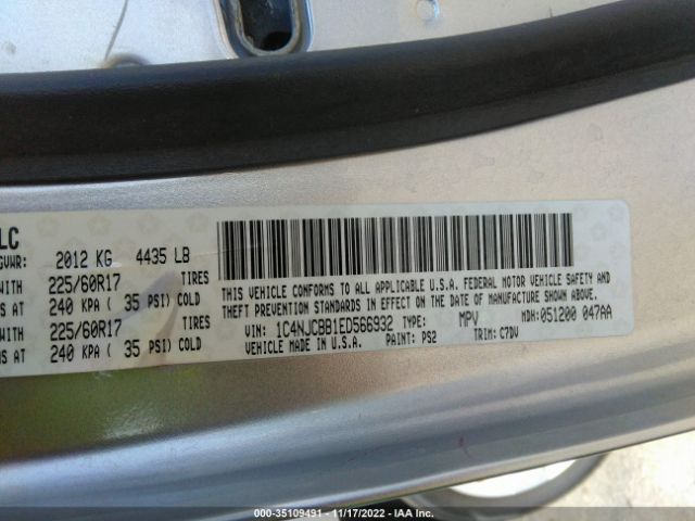 1C4NJCBB1ED566932 Jeep Compass Sport