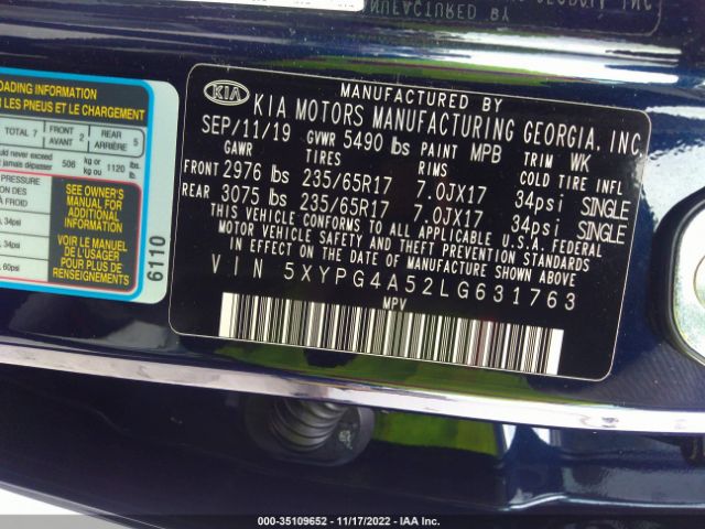 5XYPG4A52LG631763 KIA Sorento Lx V6