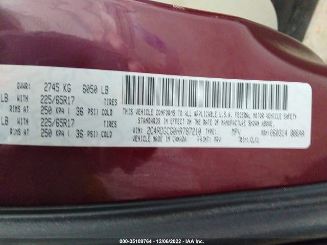 2017 Dodge Grand Caravan, VIN: 2C4RDGCG0HR787210